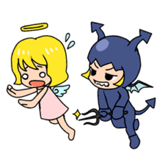 Lineスタンプ 天使ちゃんと悪魔くん 40種類 1円