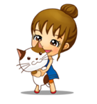 女の子と三毛猫の可愛いスタンプ！（個別スタンプ：6）