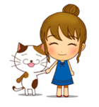 女の子と三毛猫の可愛いスタンプ！（個別スタンプ：37）