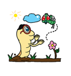 Funny Insects - crazy worm and cute fly（個別スタンプ：2）