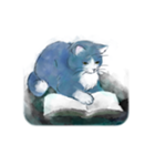 青い猫のスタンプ（個別スタンプ：13）