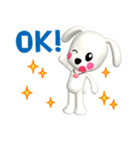 3D 白い子犬 ぴーすけ ＆ はっぴー(1)（個別スタンプ：1）