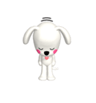 3D 白い子犬 ぴーすけ ＆ はっぴー(1)（個別スタンプ：8）