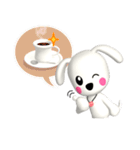 3D 白い子犬 ぴーすけ ＆ はっぴー(1)（個別スタンプ：18）