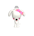 3D 白い子犬 ぴーすけ ＆ はっぴー(1)（個別スタンプ：28）