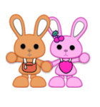 Rabbit Brown ＆ Cherry Pink（個別スタンプ：1）