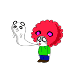Slash and 3color Afro hear panda(taiwan)（個別スタンプ：15）