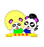 Slash and 3color Afro hear panda(taiwan)（個別スタンプ：25）