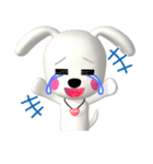3D 白い子犬 ぴーすけ＆はっぴー (2)（個別スタンプ：6）