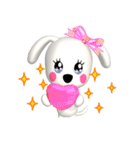 3D 白い子犬 ぴーすけ＆はっぴー (2)（個別スタンプ：24）