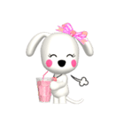 3D 白い子犬 ぴーすけ＆はっぴー (2)（個別スタンプ：25）