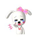 3D 白い子犬 ぴーすけ＆はっぴー (2)（個別スタンプ：26）