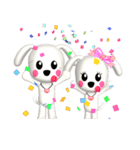 3D 白い子犬 ぴーすけ＆はっぴー (2)（個別スタンプ：36）