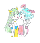 Bunny girl ＆ Cat girl（個別スタンプ：3）