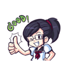 Titari Ridory Glasses Girl with ponytail（個別スタンプ：3）