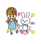 女の子とウサギ（日本語）（個別スタンプ：37）