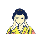 モダン レトロ 婦人スタンプ（個別スタンプ：9）
