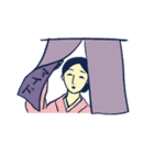 モダン レトロ 婦人スタンプ（個別スタンプ：25）