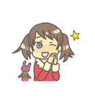 女の子とぬいぐるみうさぎ（個別スタンプ：2）
