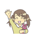 女の子とぬいぐるみうさぎ（個別スタンプ：3）