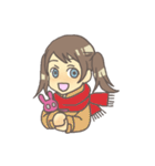 女の子とぬいぐるみうさぎ（個別スタンプ：4）