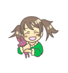 女の子とぬいぐるみうさぎ（個別スタンプ：5）