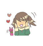 女の子とぬいぐるみうさぎ（個別スタンプ：8）