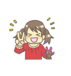 女の子とぬいぐるみうさぎ（個別スタンプ：9）