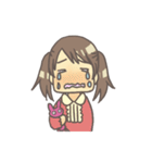 女の子とぬいぐるみうさぎ（個別スタンプ：13）