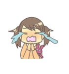 女の子とぬいぐるみうさぎ（個別スタンプ：14）