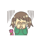 女の子とぬいぐるみうさぎ（個別スタンプ：16）