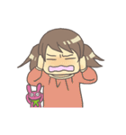 女の子とぬいぐるみうさぎ（個別スタンプ：17）