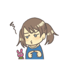 女の子とぬいぐるみうさぎ（個別スタンプ：18）