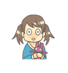 女の子とぬいぐるみうさぎ（個別スタンプ：20）