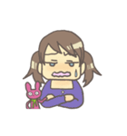 女の子とぬいぐるみうさぎ（個別スタンプ：27）