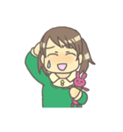 女の子とぬいぐるみうさぎ（個別スタンプ：28）