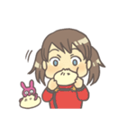 女の子とぬいぐるみうさぎ（個別スタンプ：33）