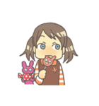 女の子とぬいぐるみうさぎ（個別スタンプ：34）