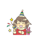 女の子とぬいぐるみうさぎ（個別スタンプ：40）