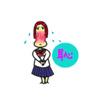 セーラー服と一文字漢字。（個別スタンプ：31）