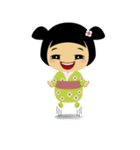 かわいいコケシ人形ミドリ（個別スタンプ：1）