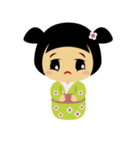 かわいいコケシ人形ミドリ（個別スタンプ：2）