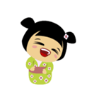 かわいいコケシ人形ミドリ（個別スタンプ：5）