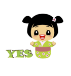 かわいいコケシ人形ミドリ（個別スタンプ：12）