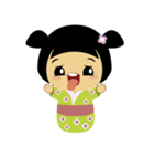 かわいいコケシ人形ミドリ（個別スタンプ：15）