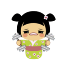 かわいいコケシ人形ミドリ（個別スタンプ：19）