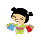 かわいいコケシ人形ミドリ（個別スタンプ：22）