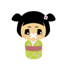 かわいいコケシ人形ミドリ（個別スタンプ：24）