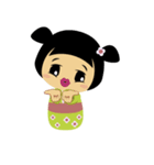 かわいいコケシ人形ミドリ（個別スタンプ：25）