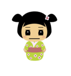 かわいいコケシ人形ミドリ（個別スタンプ：33）